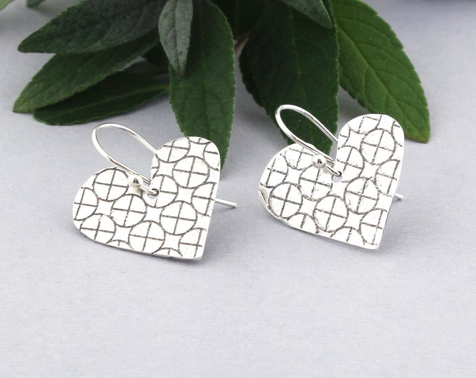 Silver Heart Hugs and Kisses Earrings