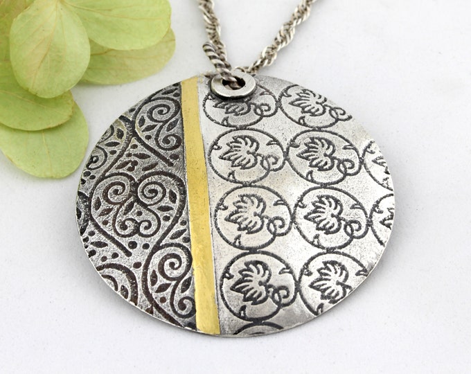 Hearts and Ivy Silver and Gold Pendant