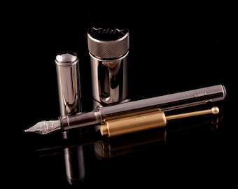 Juego de pluma estilográfica negra, tintero, convertidor, latón, MiliM, Mejor regalo, para escribir, firma, para médico, arquitecto, diseñador, director.