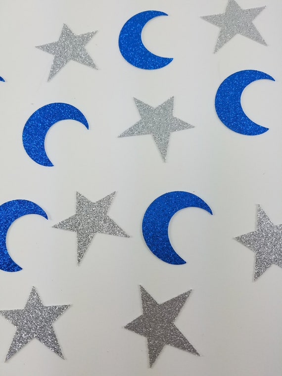 Moon And Stars Confetti 50 Ct Baby Boy Shower Moon And Etsy