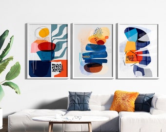 Rock Abstracts: Set of 3 large wall prints, Large Mountain Abstract Art, Nature Art, Modern Wall Art, Abstract Landscape, Colorful Wall Art