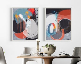 Abstract Landscape Art Prints: Modern Geometric Wall Decor, Set of 2