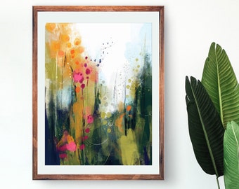 Wildwood, Mid-Century Modern, Floral Colorful Abstract Art, Nature Art, Abstract Landscape Art, Wall Art Print, Forest Art, Gallery Wall Art