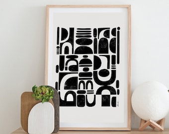 Fragmented, Modern Art Print, Black White Abstract Art, Nature Art, Abstract Landscape,Large Wall Art Print, Home Decor, Gallery Wall Art