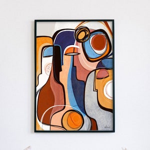 Cubist Faces Abstract, Large wall art print, Living Room Art, Colorful Art, Contemporary Art, Modern Art, Faces Abstract, boho wall art