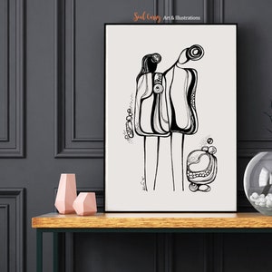 Pod People, Abstract Art Print, Contemporary Art, Body Silhouette, Living Room Art, Office Art, Modern Home Decor, Black White, Gallery Wall image 4