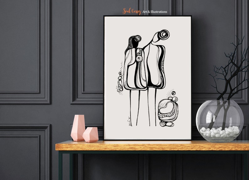 Pod People, Abstract Art Print, Contemporary Art, Body Silhouette, Living Room Art, Office Art, Modern Home Decor, Black White, Gallery Wall image 4