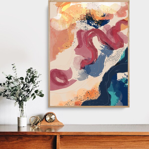 Canyons, grande impression d'art mural, montagne abstraite, art coloré, art contemporain, art abstrait du paysage, impression d'art nature, abstrait moderne