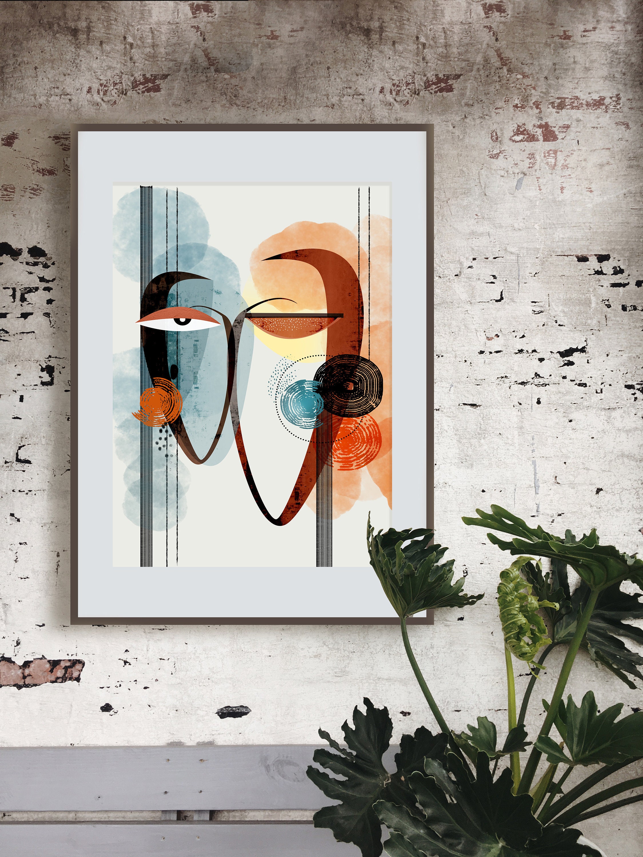 Faces Large wall art print Statement art Living Room art Etsy
