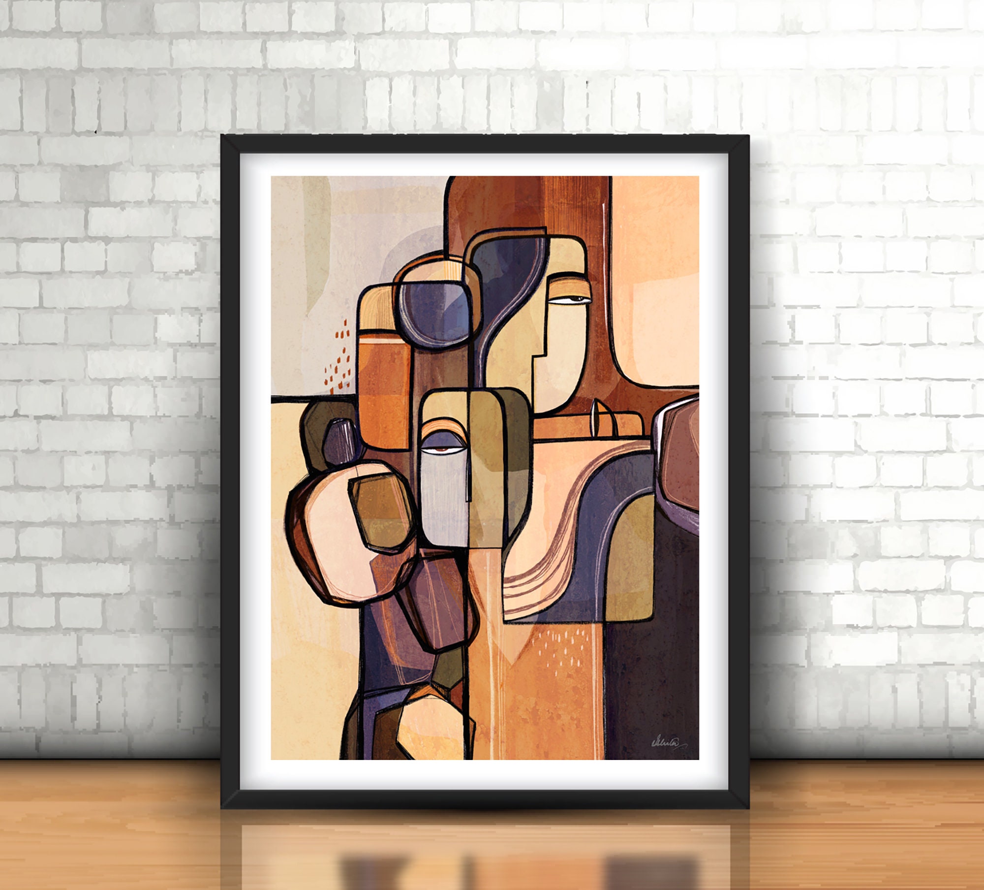 Faces Abstract Art Large wall art print Living Room Art Etsy