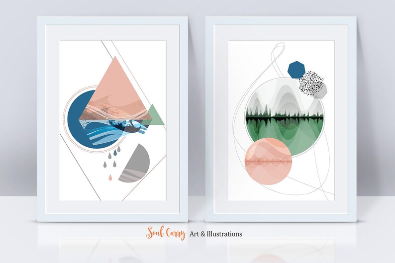 Abstract Art Print Elemental : Nordic Landscape Nature Art Geometric Abstract Landscape Modern Wall Art Modern Geometric Wall Art