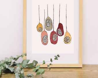 Hanging Seed Pod, Minimal Art, Line Art, Scandinavian style, Nature art, landscape art, botanical Illustration, wall art print, gallery wall