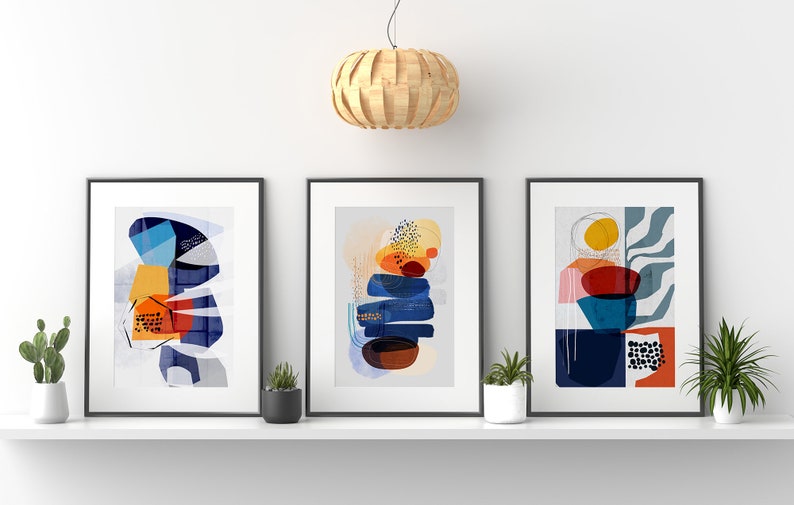 Abstract Landscape Art Prints: Set of 3 Colorful Nature Wall Art - Etsy ...
