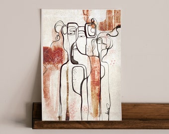 Cubist Faces Abstract, Large wall art print, Living Room Art, Colorful Art, Contemporary Art, Art Print, Modern Art Print, Faces Abstract