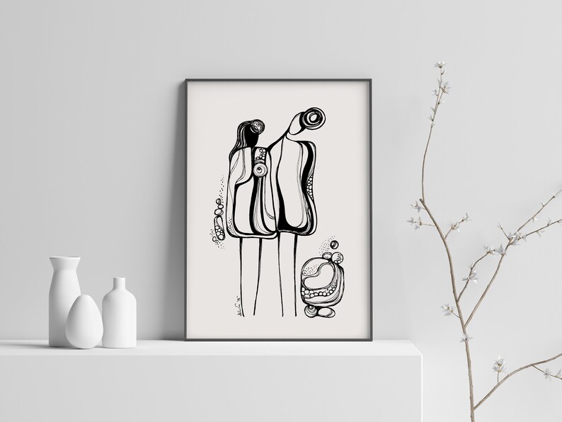 Pod People, Abstract Art Print, Contemporary Art, Body Silhouette, Living Room Art, Office Art, Modern Home Decor, Black White, Gallery Wall image 2