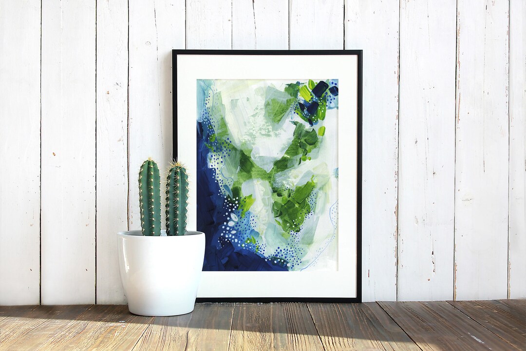 Interlude Green & Blue Large Wall Art Modern Abstract Art Etsy