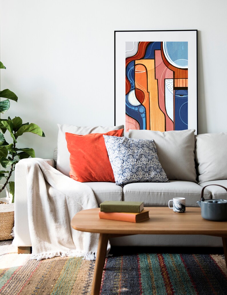 Faces Abstract Art Large Wall Art Print Living Room Art - Etsy