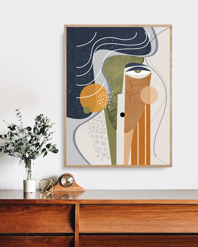 Aura, Large wall art print, Abstract Faces Art, Contemporary Art, Neutral Colors, Earth Colors, Abstract Expressionist Art, Mixed media art, SoulCurryArt, Soul Curry Art, Ishita Banerjee