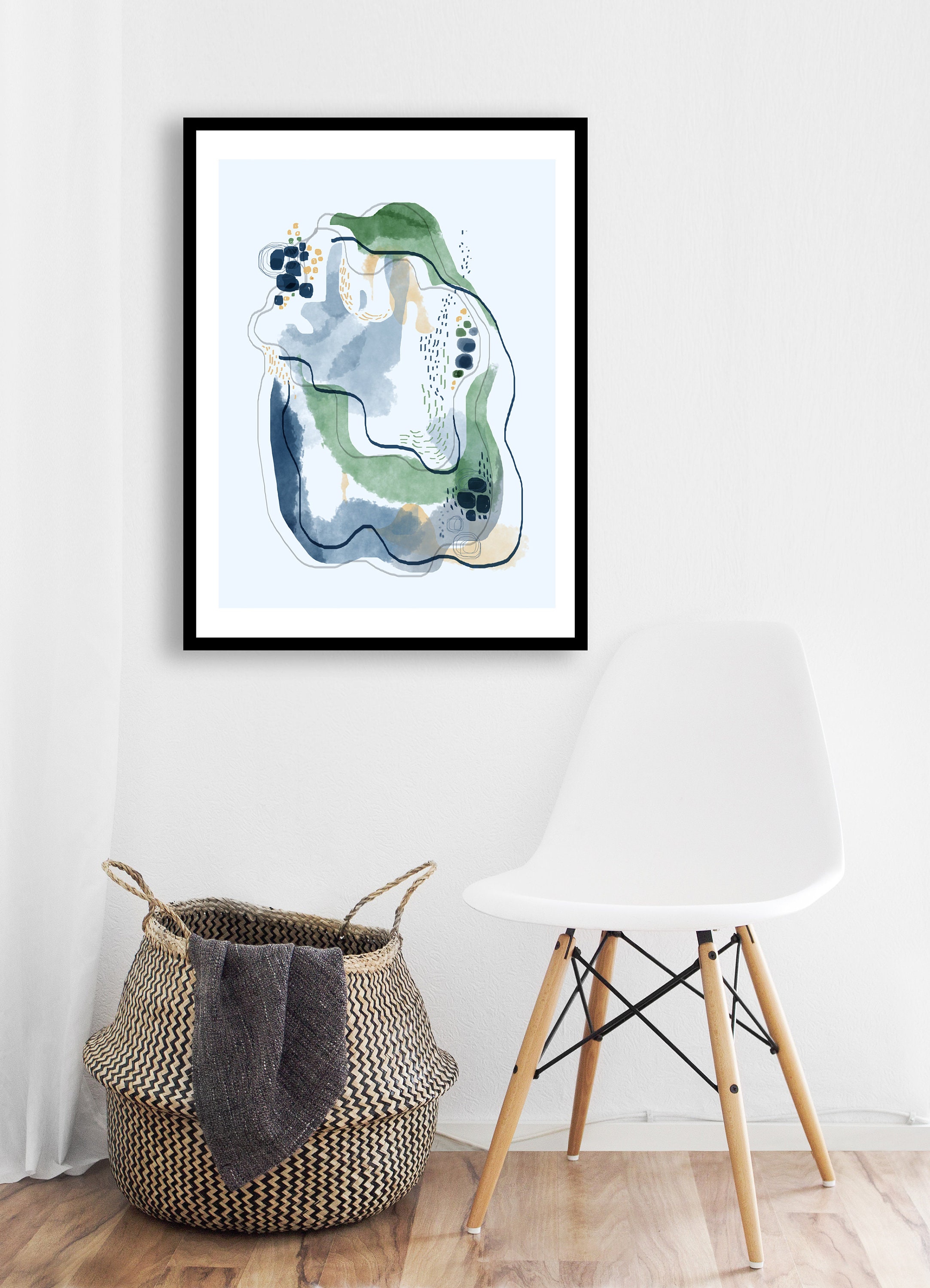 Blue Green Large Wall Art Print Modern Abstract Art Living Etsy Canada