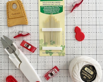 Kit de encuadernación para acolchado manual: agujas de ojo dorado y dedal de cuero