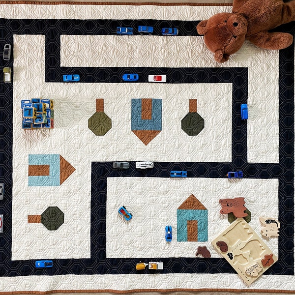 Endless Road Quilt Pattern, Endless Road playmat quilt, Kids Play mat, Play mat pattern, Toddler Quilt,