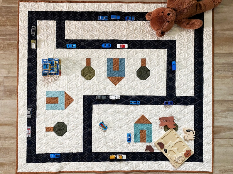 Endless Road Quilt Pattern, Endless Road playmat quilt, Kids Play mat, Play mat pattern, Toddler Quilt, image 1
