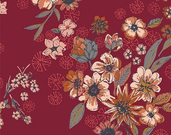 Tela de franela AGF de 1 1/4 yardas, estampado floral de corazones Constant Companion
