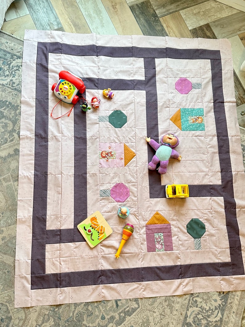 Endless Road Quilt Pattern, Endless Road playmat quilt, Kids Play mat, Play mat pattern, Toddler Quilt, image 6