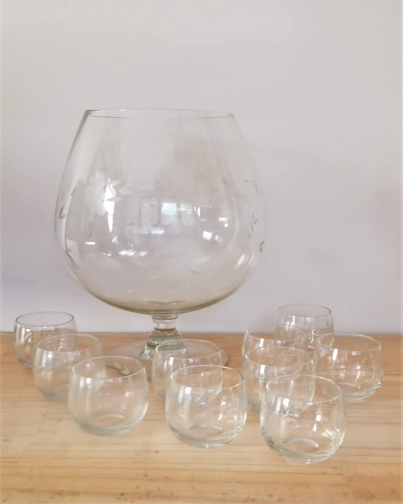 Vintage Princess House Punch Bowl and 10 Glasses Etsy