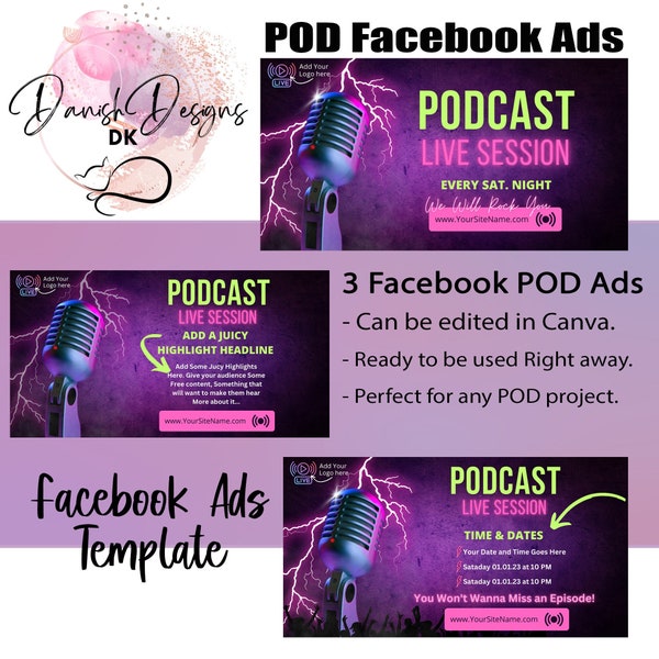 Enchanting Facebook POD Ad Templates - Instant Download, Customize in Canva, Facebook Mockup