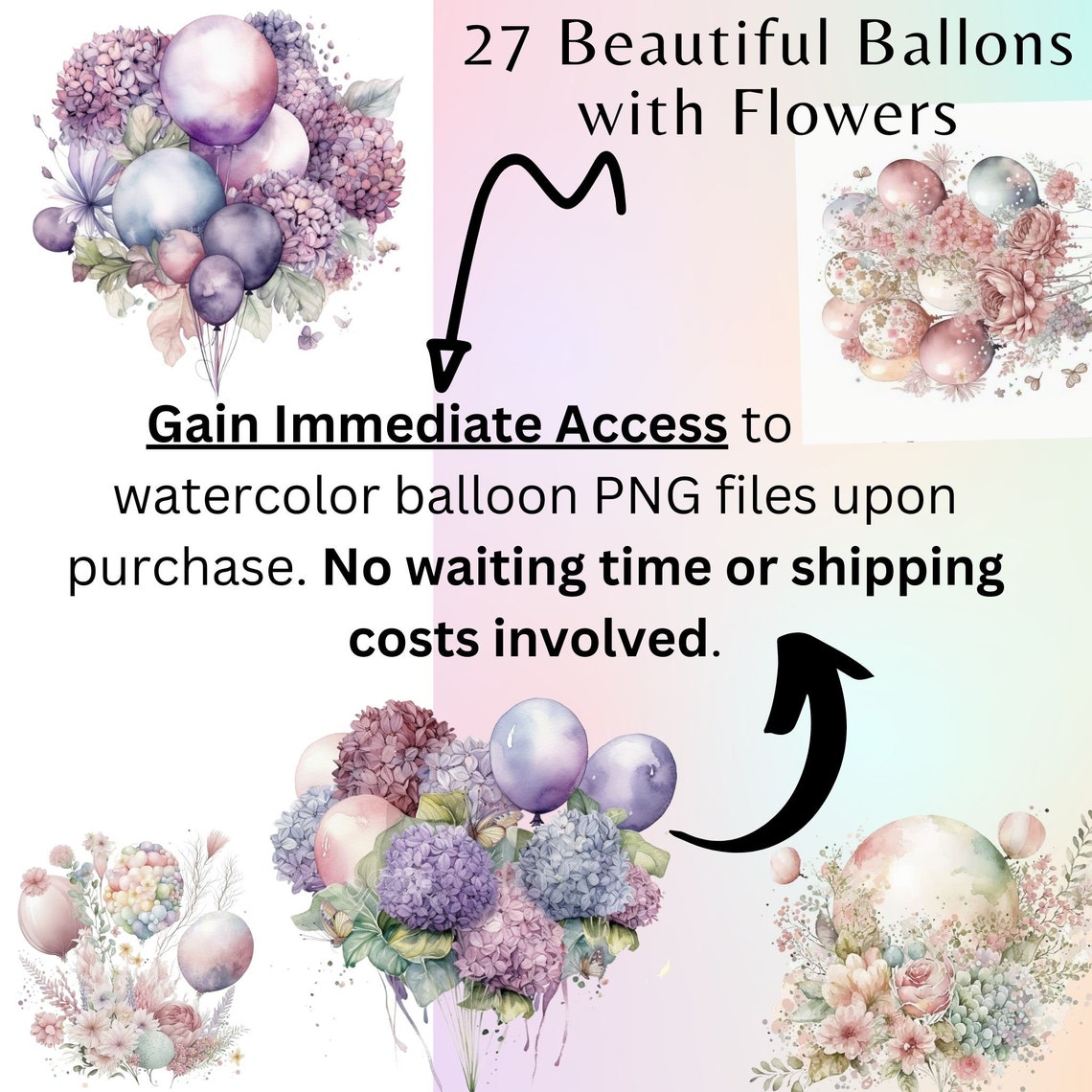 Watercolor Balloons Clipart Bundle, Birthday Clipart, Balloons Clipart ...