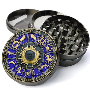 Astrology Grinder With Catcher, Zodiac Gift, Herb Grinders, Astrological Clock Grinder, Kitchen And Dining Gadgets, Extra Large 5 Piece