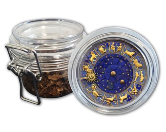 Astrology Stash Jar with Silicone Seal - Airtight Container - Aquarius Gifts - Zodiac Spice Jar - Smell Proof Jar - Home Organization