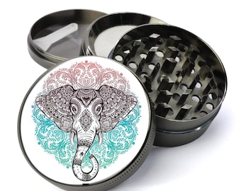 Elephant Mandala Grinder, Mothers Day Gift, Herb Grinder With Catcher, Extra Large Grinder, Spice Grinder, Cool Grinder, Girly Grinder