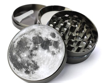 Herb Grinder With Catcher, Cool Grinders, Full Moon Grinder, Extra Large Grinder, 5 pc Spice Grinder, Fall Host Gift, Halloween Party