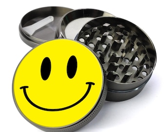 Smile Face emoticon grinder, kruidenmolen met opvangbak, extra grote 5-delige kruidenmolen, tabaksmolen, keukenkruiden- en kruidenmolen