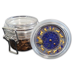 Airtight Stash Jar with Silicone Seal - Astrological Zodiac Spice Jar-  Airtight Jar with Locking Wire Top - Odor Proof