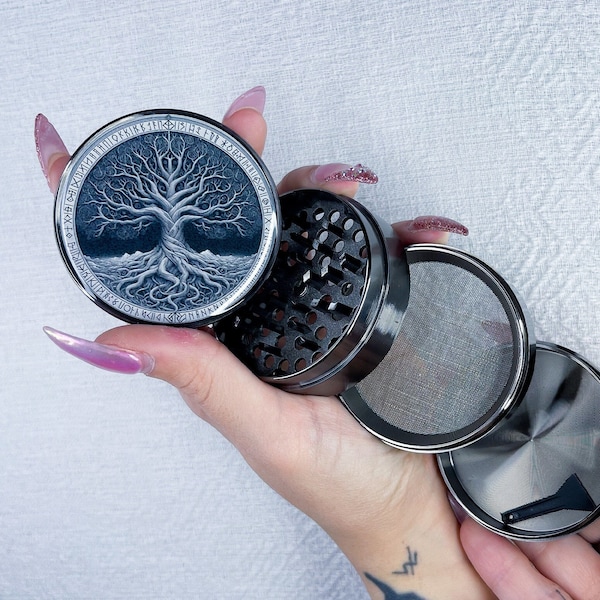 Old Norse Sacred Tree of Life, Yggdrasil Grinder, Viking Grinder, Herb Grinder With Catcher, Cool Grinder, Norse Mythology Gift, Gadgets