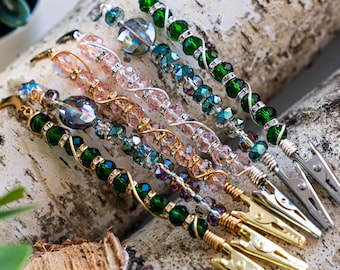 Beaded Wand Clip, Cigarette Holder, Multi Use Clips, Moon and Stars Charms, Smocking Accessories, Celestial Wand, Gifts For Girlfriend | 4.5