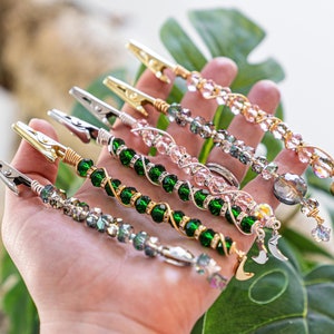 Clip kristallen toverstaf, rookaccessoires, maan- en sterrenbedel, lange nagelbeschermer, multifunctionele clip met kralen, regenboogmaker, armbandhulp