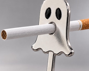 Ghost Cigarette Holder, Silver Halloween Smoking Accessory, Spooky Gothic Ghost, Novelty Smoker Gift, Cute Creepy Halloween Gift