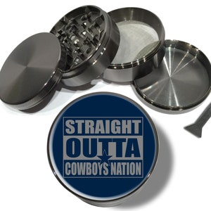 Straight Outta Cowboys Nation Tobacco Grinder, Gift For Men, Herb Grinder with Catcher, Groomsmen Gift, Large Grinder, Gadgets For Men