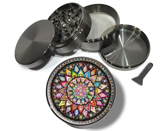 Mandala Grinder, Herb Grinder With Catcher, Trippy Grinder, Halloween Home Decor, Extra Large Tobacco Grinder, Witchy Gifts, Cool Grinders