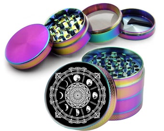 Moon Phase Grinder, Halloween Herb Crusher, Witchy Spice Grinder, Lunar Cycle Grinder, Spooky Season Crusher, Witchcraft Herb Mill, Gift