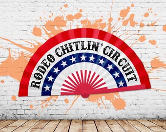 Abanico de vaquero, abanico de Rodeo Chitlin Circuit Clack, abanico de mano Carter Show, mercancía de Country Girl, abanico plegable grande - Estrellas y rayas de 26 pulgadas