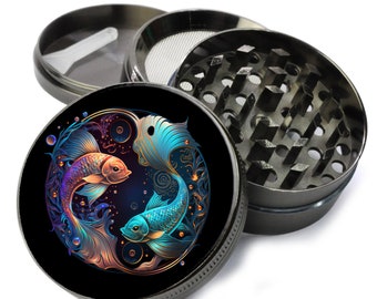 Pisces Zodiac Herb Grinder, Zodiac Sign Gift, Fish Symbol Grinder, Birth Sign Grinder, Celestial Astrology Grinder, Gadgets for the Home