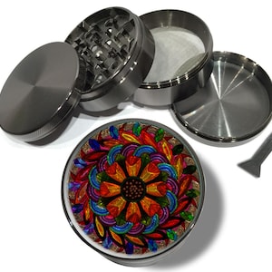Stained Glass Mandala Grinder, Cool Grinders, Herb Grinder With Catcher, Extra Large Grinder, 5 Piece Grinder, Spice Crusher,Tobacco Grinder