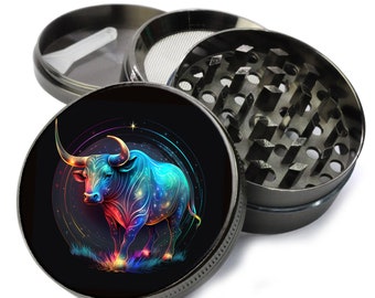 Taurus Zodiac Herb Grinder, Zodiac Sign Gift, Bull Symbol Birth Sign, Celestial Grinder, Astrology Grinder, Girly Bridesmaid Gift For Her