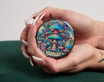 Your Highness Mushroom Grinder, Trippy Grinder, Funky Grinder With Catcher, Herb Grinder, Cute Grinder, Fungi Grinder, Gifts For Women