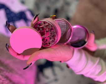 Girly Pink Grinder, Cute Grinder, Fall Host Gift, Coquette Grinder, Halloween Party, Gadgets for the Home, Large Grinder With Catcher 2.5 In